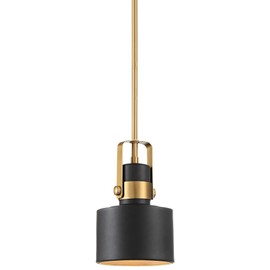 Possini Euro Design Courtney Burnished Brass Mini Pendant Lighting 6 1/2" Wide Modern Industrial Black Shade Fixture for Dining Room House Entryway Bedroom Kitchen Island Hallway High Ceilings