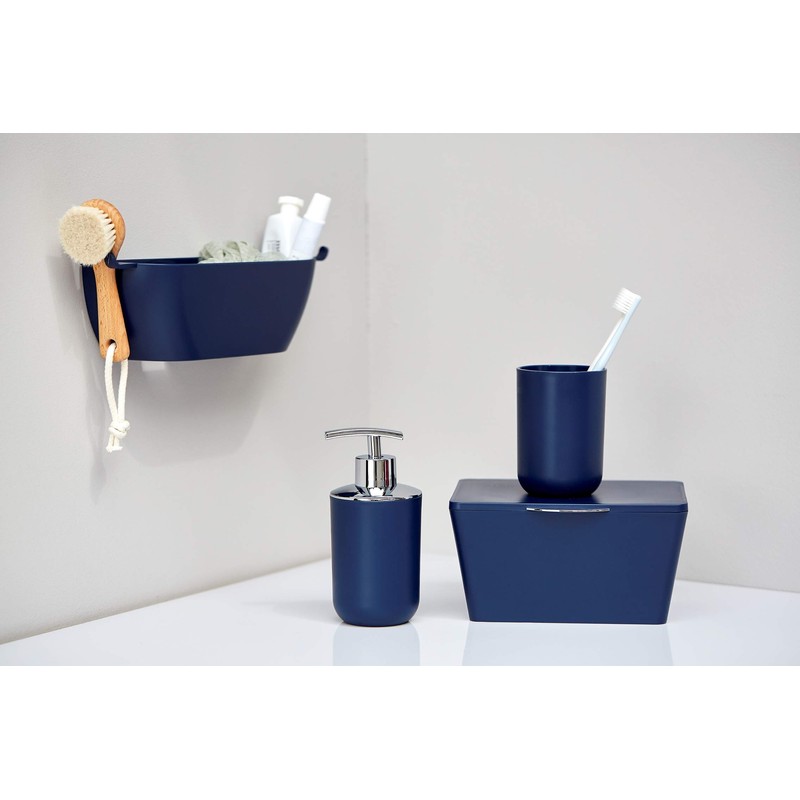 WENKO Brasil Soap Dispenser, TPE, Dark Blue, 7.3 x 9