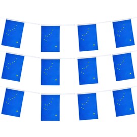 GentleGirl American USA Alaska Flags Banner String Small Mini US Alaska State Pennant Hangings Flag,U.S. States Party Outdoor Yard Decorative(100 Feet 76 Flag)