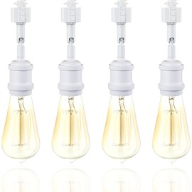 Hiiglxii E26 Track Light Heads H Type Track Lighting Heads Direction Adjustable LED Track Lights Fixture Dimmable for Kitchen, Retro Vintage Style, Bulbs Not Included - Pack of 4 (White)