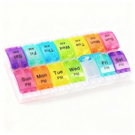Pastillero Semanal, Organizador de Medicamentos Pastillas con 7 Compartimentos Dosificador de Comprimidos 7 Dias Dos veces al día Pastillero Diario de Viaje
