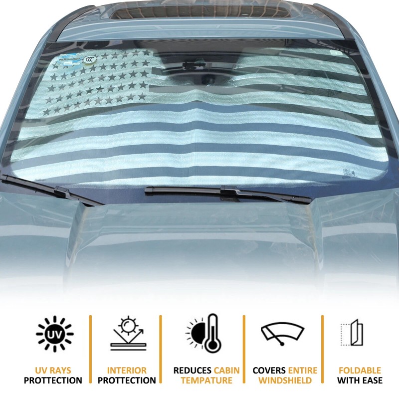 cartiangous USA Flag Front Windshield Sunshade UV Block Visor Cover