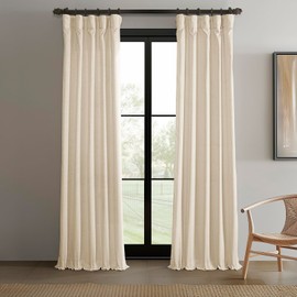 HPD Half Price Drapes - Raw Linen Weave Light Filtering Curtains for Bedroom 84 Inches Long (2 Panels) - Rod Pocket Curtains & Drapes for Living Room and Windows 1 Pair - 50 X 84, Ivory