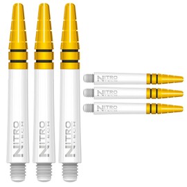 RED DRAGON Nitrotech Intermediate White and Gold Dart Stems - 2 sets per pack (6 stems in total)