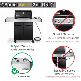 Hongso 7522 7521 15" Cast Iron Grill Grates 15 x 11 1/4 Replacement for Weber Genesis Silver A, Spirit 500, Spirit 200 Series Spirit E-210 S-210 Gas Models (with Side-Mounted Control) 7523 65904 65905