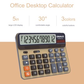 OSALO Desktop Calculator Large Display Large Buttons 12 Digit Calculator (OS-6815GN)
