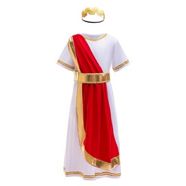 Lito Angels Roman Greek God Carnival Costume Dress Fancy Dress with Laurel Headband Gold for Toddler Boys Size 5-7 Years 116 122