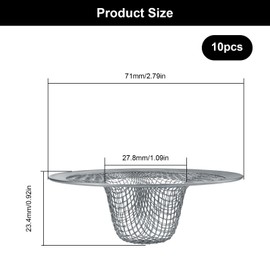 WJUAN Pack of 10 Drain Strainers, Stainless Steel 7 cm Hair Strainer Sink, Fine Mesh Design, Sink Strainer, Easy to Clean, Anti Clogging Can Be Used Bathtubs, Kitchen Sinks