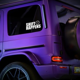 Shift Happens Decal Vinyl Sticker Auto Car Truck Wall Laptop | White | 8" Wide