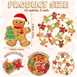 Preboun 5 Pcs 9.8 ft Christmas Gingerbread Garland Gingerbread Man Tree Garland Christmas Gingerbread Banner Xmas Wood Gingerbread Cookie Hanging Pendant Tree Decoration for Party Decor