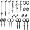 Kakonia 22Pcs Dangle Earrings for Men Stainless Steel Hinged Hoop