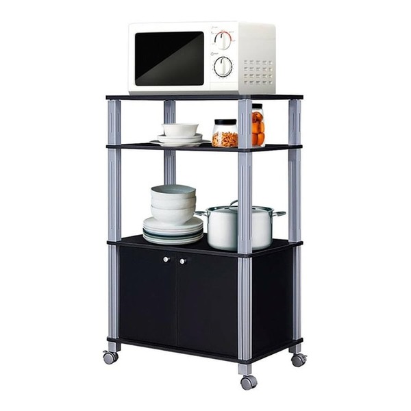 Pemberly Row Contemporary Iron Microwave Oven Rack with 3 Shelves