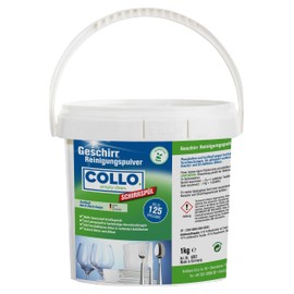 COLLO Dishwasher Powder 1 kg, Phosphate-Free, Highly Effective Dishwasher Powder for Shiny Dishes, Clear Shine up to 125 Washes (1 kg)