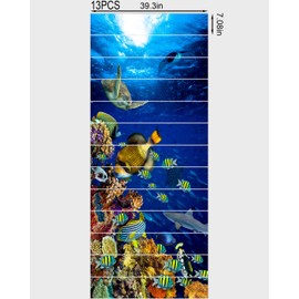 FLFK Stair Stickers Decals - Peel and Stick Coral Reefs Stair Risers Decals, Self-Adhesive for Home Decor, 39.3" W x 7" H x 13Pcs