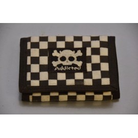 FUNK PLUS Leopard Print Fabric Bike Chain Wallet With Keychain Punk Goth Bikers Skaters - CHECKERED