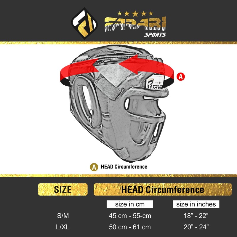 Farabi Sports Boxing HeadGuard, Helmet Head prototector Gear Real Leather