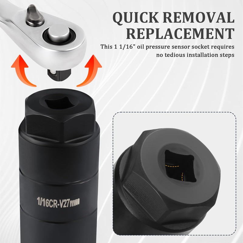 Oil Pressure Sensor Socket,Hexagonal Drive-27mm Socket for Removing Oil Sending