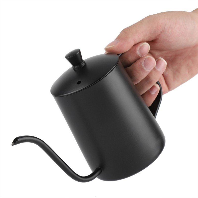 550ml Stainless Steel Long Gooseneck Coffee Pot Kettle with Lid
