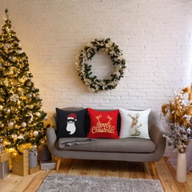 Coddsmz Set of 2 Sublimation Pillow Case Blank Christmas Decorative Pillow Cover DIY Square Cushion Covers Heat Transfer Pillow Cases with Invisible Zipper 18x18 Inch