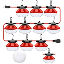 Muasdae 100FT LED Construction String Lights 10 Bulbs,10000LM,Industrial Grade,Weatherproof, Linkable 5000K Super Bright for Job Sites, Mining, Patios & Outdoor Work,Free for Climbing Hook 2Prong