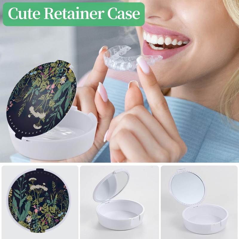 TIHYWR Retainer Case, Denture & Orthodontic Aligner Case With Mirror