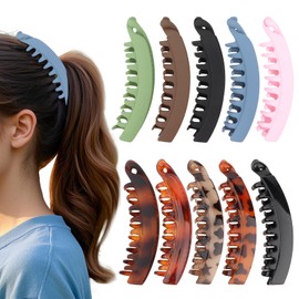 Padorul Banana Vintage Hair Clips Claw Strong Hold with Comb for Women, 10Pcs Non-Slip Muti-color Hairpins Accessories Ponytail Strong Hold for Lady Daily Use