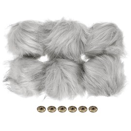 PATIKIL Faux Fur Pom Poms for Hats, 6 Pcs Fluffy Soft Fur Poms Balls with Snap Button for Keychain Knitting Hats DIY Scarves Gloves Bag Christmas, Grey
