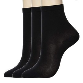 Gunze AR0212 Women's Socks, Loose Fit, Crew Length, Same Color, 3 Pairs, New Model Black, 22.0-24.0 cm