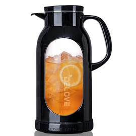 Delove 68 oz/2 Liter Glass Pitcher with Shatterproof Shell - Heat Black