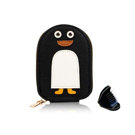 WisePoint Ladies Card Holder, PU Leather Card Holder Wallet Credit Card Holders for Women, Accordion Style Credit Card Wallet with Zipper for Credit Card, ID Card (black)