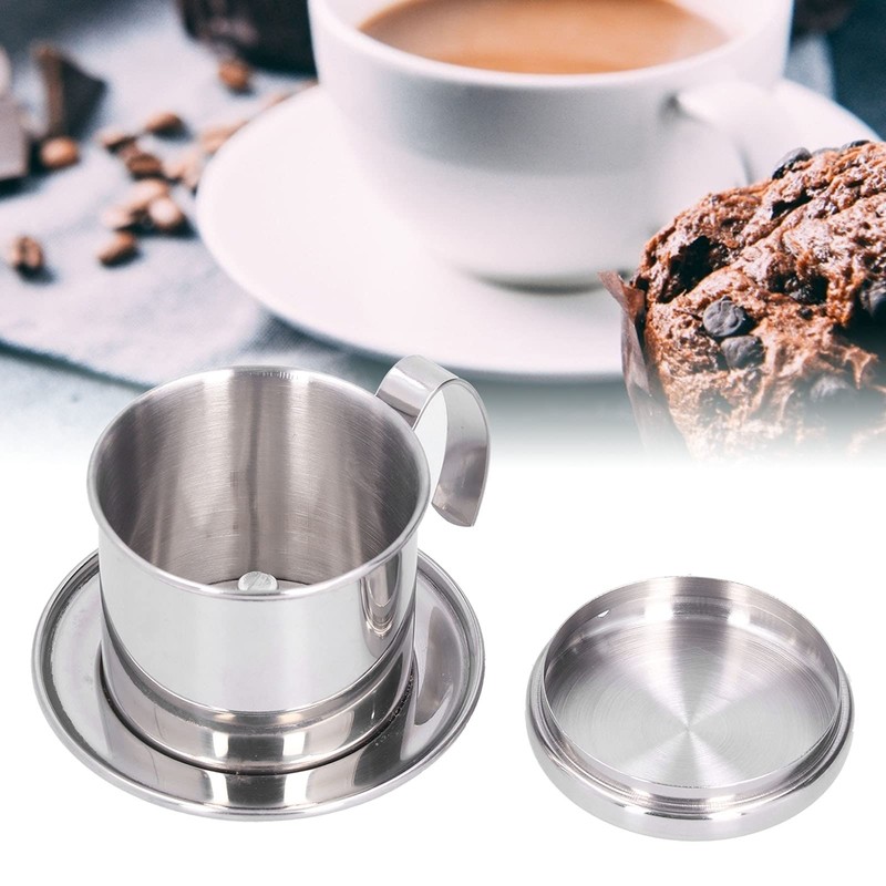 Vietnamese Coffee Filter, Stainless Steel Pour Over Coffee Dripper Cup