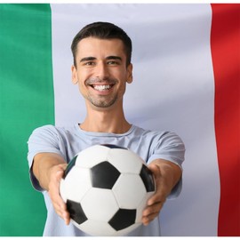 Italy Flag 90 x 150 cm Large Flag with Pole Buckle and Cords for Holding Lightweight Flag for Sports, Football, Events, Building, (Italy)