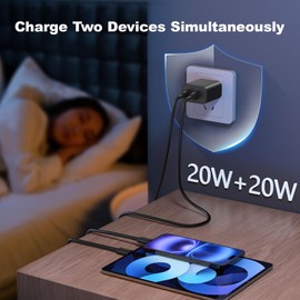 USB C Fast Wall Charger,USB C Charging Block 2Pack with 6FT USB C Cables,Compatible with Phone 16/15/15 Plus/15 Pro/15 Pro Max/Galax S24/S23/S22 and More,Black