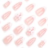 24 PCS French Flowers Press on Nails Bow-knot False Nails
