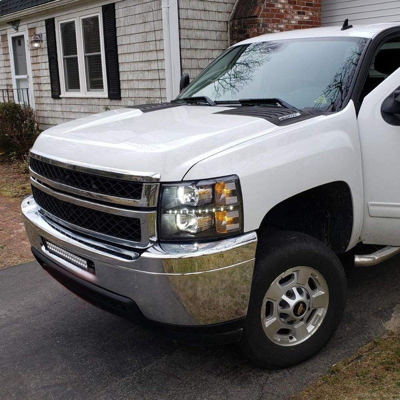 G-PLUS LED DRL Headlights, Compatible with Chevy Silverado 1500 2007-2013/Fit
