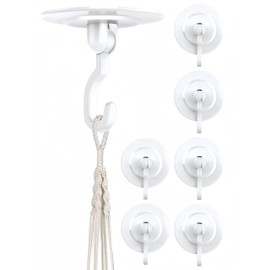 Keno Adhesive Ceiling Hooks for Hanging Decorations - 7 Pack Swivel Wall Hooks - No Tools Required to Hang Decorative Items Like Plant Lights in Your Living Space