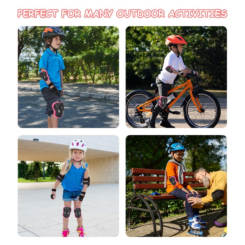 BURSUN Children's Knee Pads, Adjustable Knee Pads, Elbow Pads, Wrist