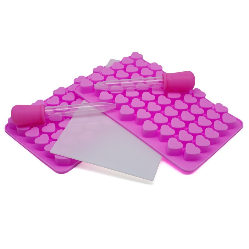 Cherion Silicone Heart Chocolate Mold, 2-Pack Mini Ice Cube Candy