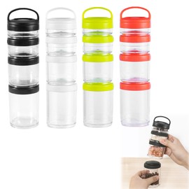 Saycker - Caja de tuercas apilable portátil para aperitivos, tarros de almacenamiento de aperitivos y control de porciones, contenedor de almacenamiento de alimentos con tapa, contenedor de