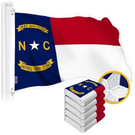 UD_G128 5 Pack: North Carolina State Flag  2x3 Ft  StormFlyer Series Embroidered 220GSM Spun Polyester  Embroidered Design, Indo