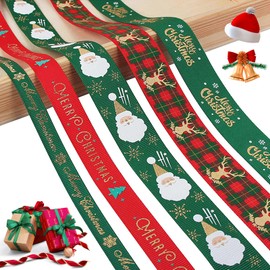 Begpoee Pack of 5 Christmas Gift Ribbon, Christmas Decorative Ribbon, Gift Ribbons, Christmas Ribbons, Snowflake Satin Ribbon, (91 cm)