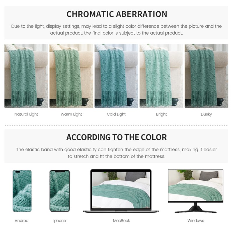 BOURINA Textured Solid Soft Sofa Throw Couch Cover Knitted Decorative