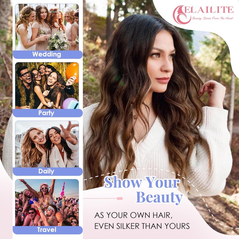 Elailite Hair Extensions Clip in Real Hair Remy Natural Human