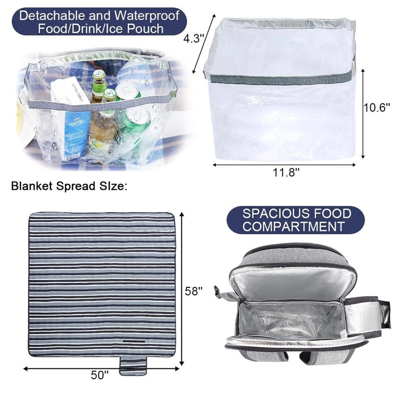 Sunflora Picnic Backpack for 4 Person with Blanket Picnic Basket
