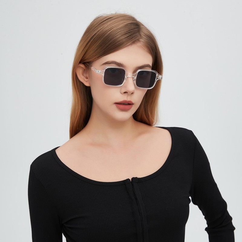 WDZAYXC Small Square Sunglasses for Men and Women, Classic Rectangular