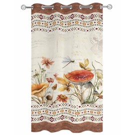 Indoor Outdoor Curtains for Patio Farmhouse Flower Plants Boho Retro American Pastoral Outside Curtains Waterproof Grommet Privacy Light Filter Drapes for Porch Pergola Gazebo 52"Wx108"L 1 Panel