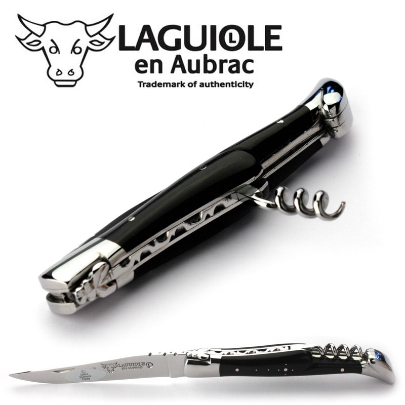 Laguiole en Aubrac Handmade Knife 12 cm Corkscrew L0312EBIF Ebony