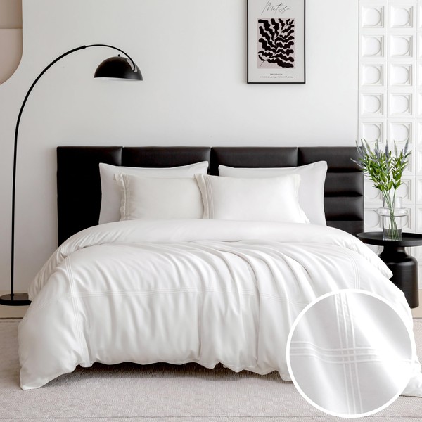 Simple&Opulence 100% Eucalyptus Lyocell Tencel Duvet Cover Set 3 Pieces,