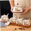 GRIRIW Tea Coffee Sugar Canister Ceramic Sauce Jar Lard Oil