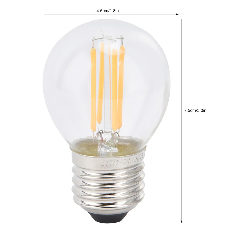 6PCS G45 E27 LED Light Bulb Transparent Glass Bulb Vintage